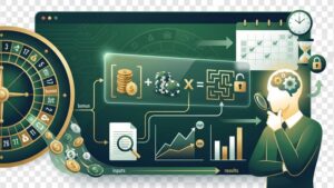 Иллюстрация с рулеткой и финансовыми графиками для анализа условий бонусов в онлайн-казино